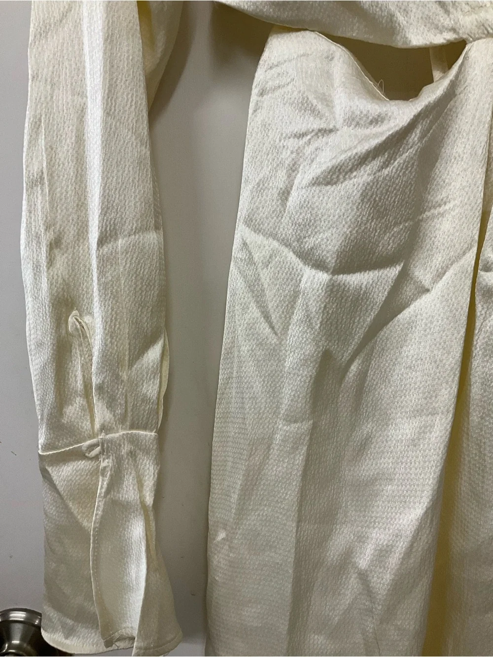 Miyake Archive Cream Satin Cutout Dress XS